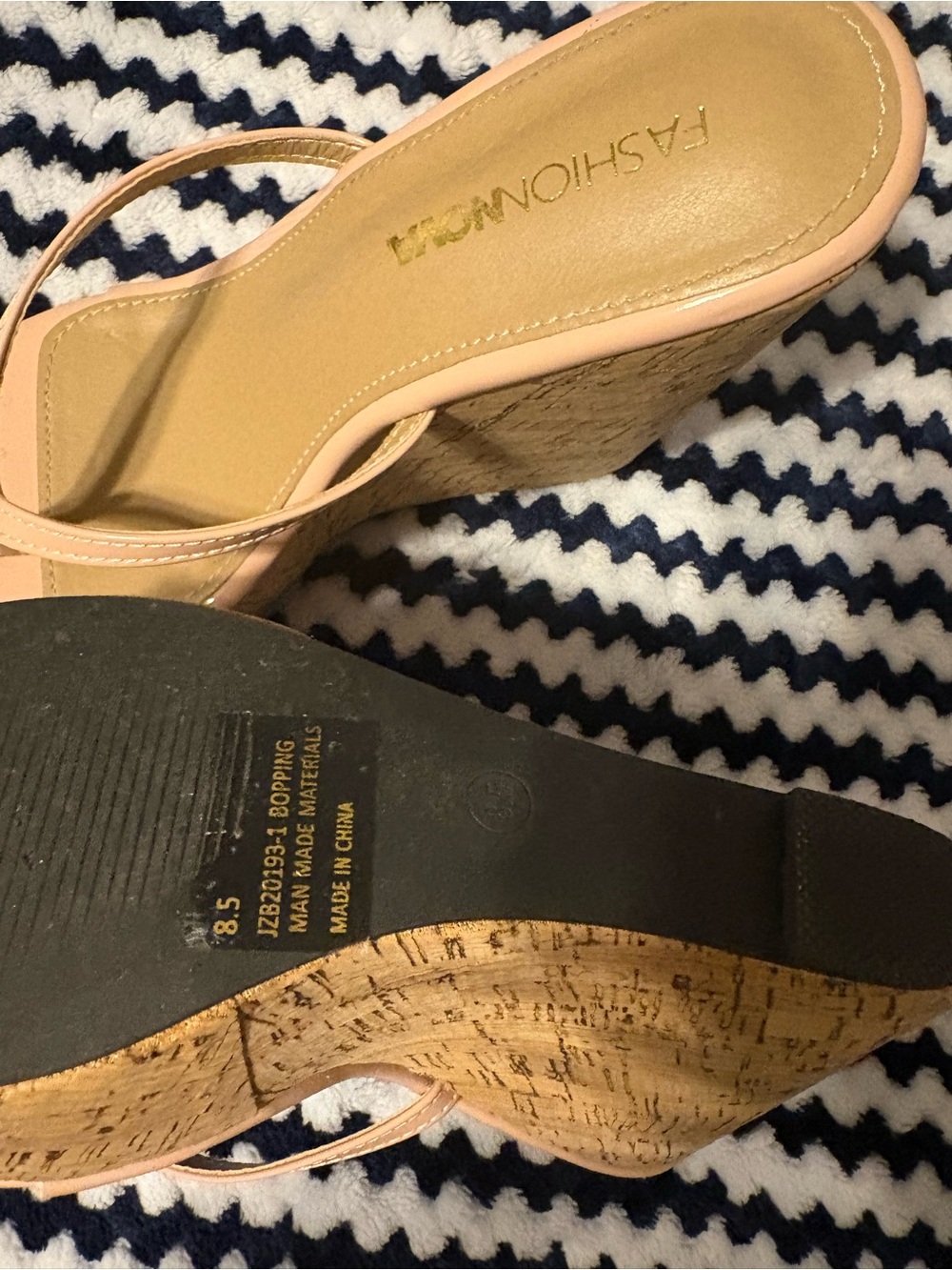 Fashion Nova Blush Pink Cork Slingback Wedge Sandals